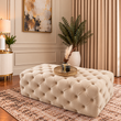 Velloria Large Designer Chesterfield Fully Upholstered Footstool Coffee Table – Deep Buttoned Soft Plush Velvet
