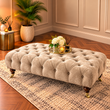 Luxury Handmade Chesterfield Deep Buttoned Velvet Footstool Coffee Table with Castor Legs