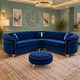 Lucerne Royal Velvet Curved Corner Sofa with Optinal Matching Footstool