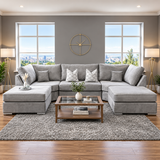 The Windsor Lounge Modern U-Shaped Sofa In Plush Velvet Fabric