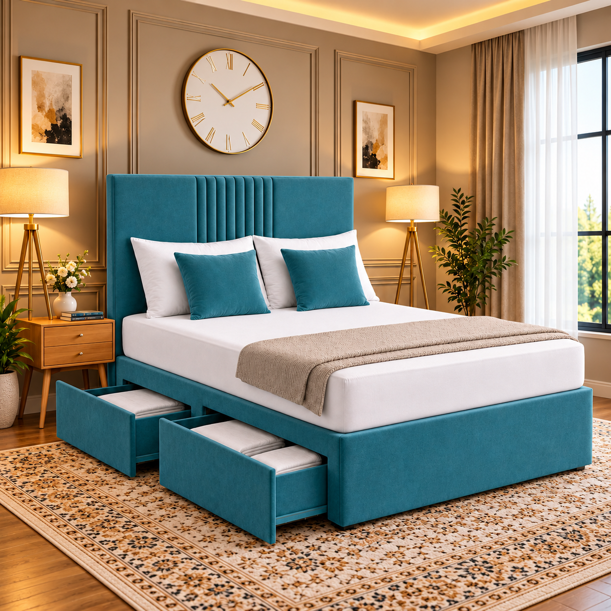 Cressington Luxury Centre Channel Panel Divan Bed with Storage