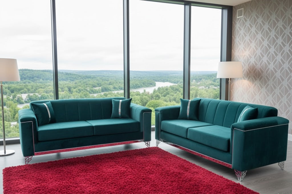 The Gradient 3 plus 2 Seater Sofa In Plush Velvet Fabric