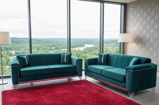 The Gradient 3 plus 2 Seater Sofa In Plush Velvet Fabric