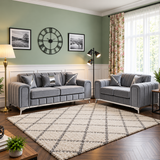 Ancient Stone Comfort 3+2 Seater Sofas In Plush Velvet Fabric