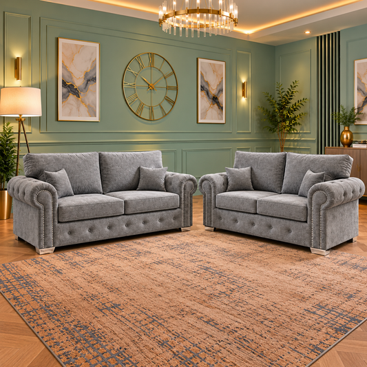 The Arlo And Jacob 3 + 2 Seater Sofa In Plush Velvet Fabric