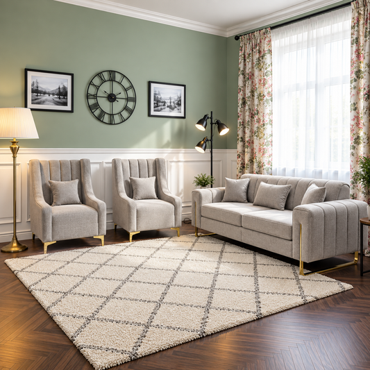 Nomad River Seat 3+2 Seater Sofa and Armchair Set In Plush Velvet Fabric