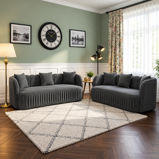 Silent Cypress Couch 3+2 Seater Sofas In Plush Velvet Fabric
