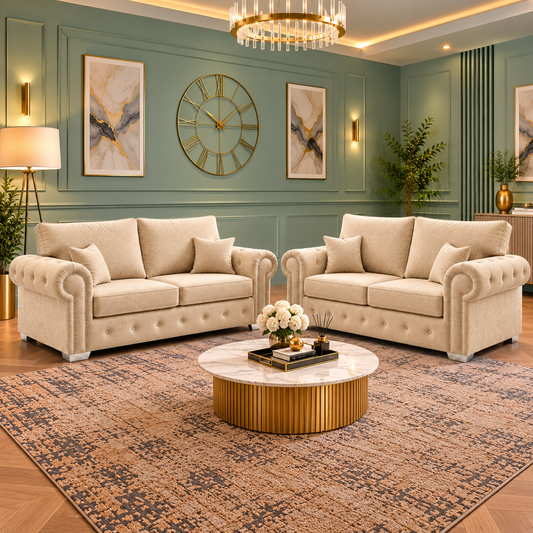 The Camelback Lounge 3 + 2 Seater Sofa In Plush Velvet Fabric