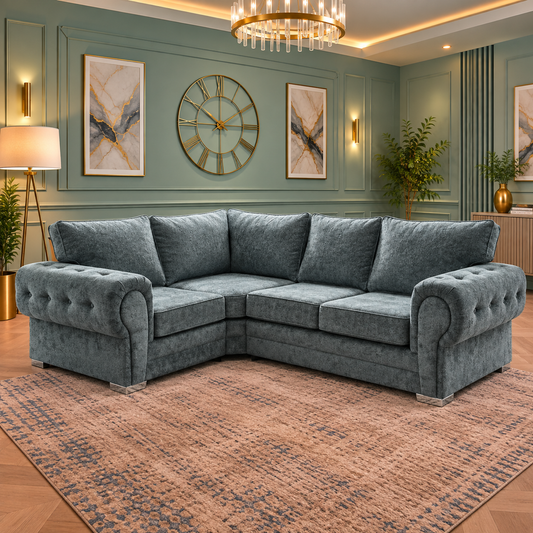 The Driftwood Lounge L-Shaped Sofa In Plush Velvet Fabric