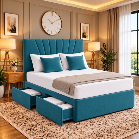 Dunrobin Divan Fan Panel Headboard Bed Frame with Optional Storage