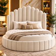 Aveloria Scalloped Panel Luxury Round Upholstered Bed Frame