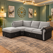 The Lumiere Chaise Modern L-Shaped Sofa In Plush Velvet Fabric
