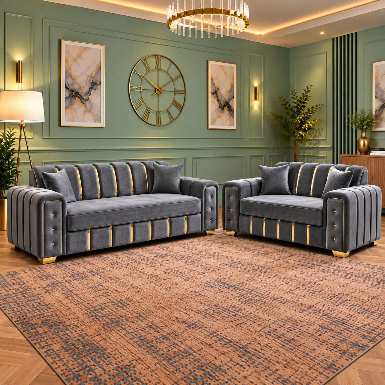 Curator's Piece 3+2 Seater Luxury Sofas In Plush Velvet Fabric