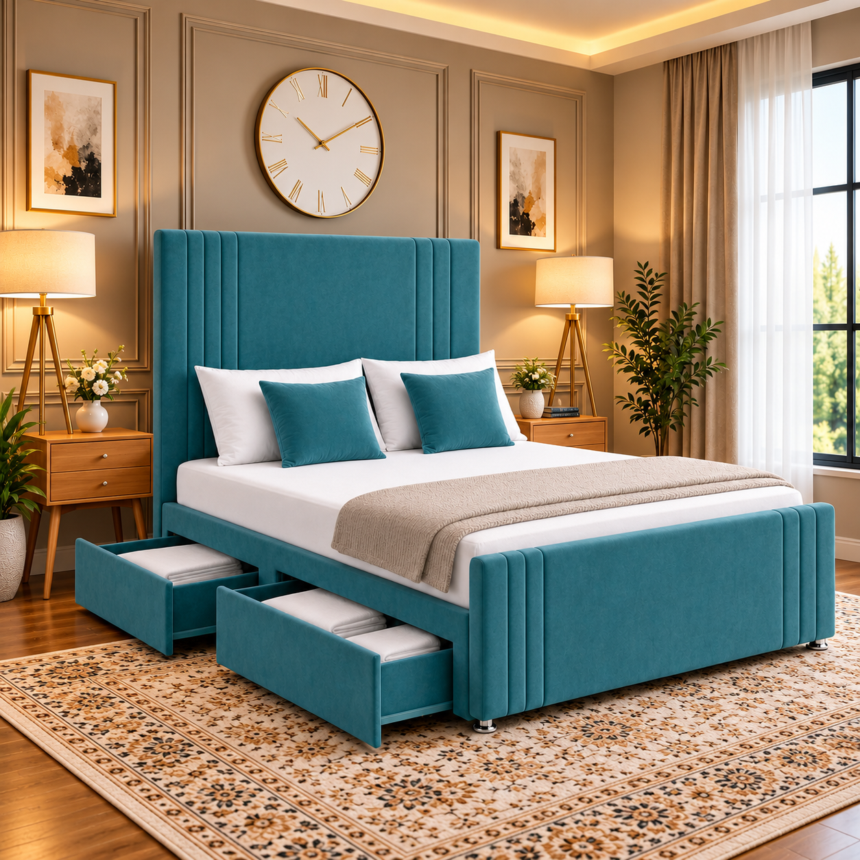 Strathmore Divan Vertical Lines Bed Frame with Storage