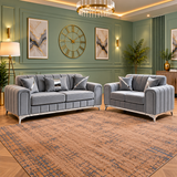 Ancient Stone Comfort 3+2 Seater Sofas In Plush Velvet Fabric