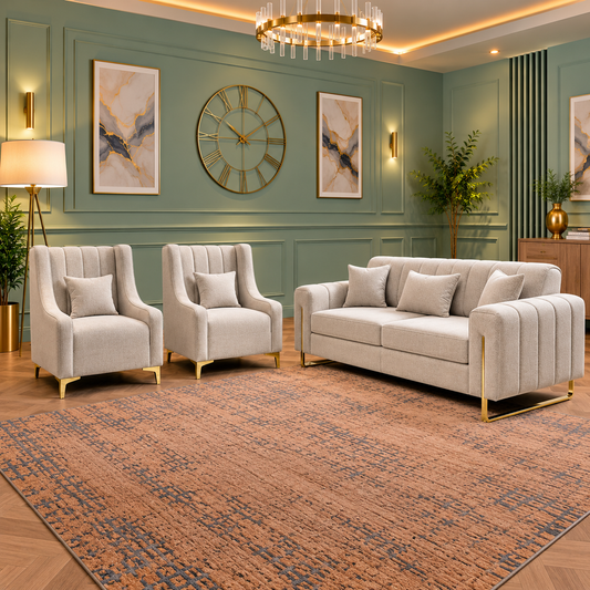 Nomad River Seat 3+2 Seater Sofa and Armchair Set In Plush Velvet Fabric