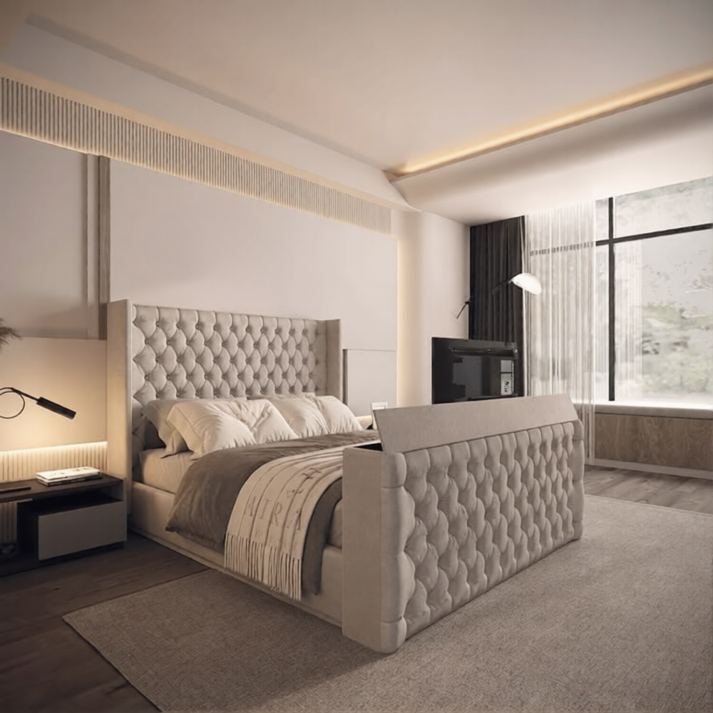 Zenith Winged Chesterfield TV Bed Frame – Sky Beds