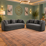 Silent Cypress Couch 3+2 Seater Sofas In Plush Velvet Fabric