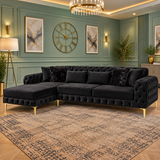 Minnesota L-Shaped Sofa with Left/Right Hand Chaises Option In Plush Velvet Fabric