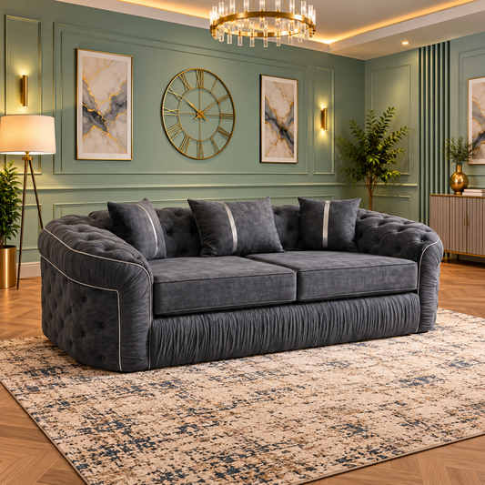 Gilded Retreat 2 Seater Lounge Sofa In Plush Velvet Fabric
