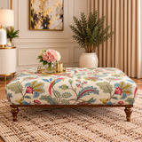 Pemberley Chintz Floral & Bird Print Upholstered Footstool Coffee Table