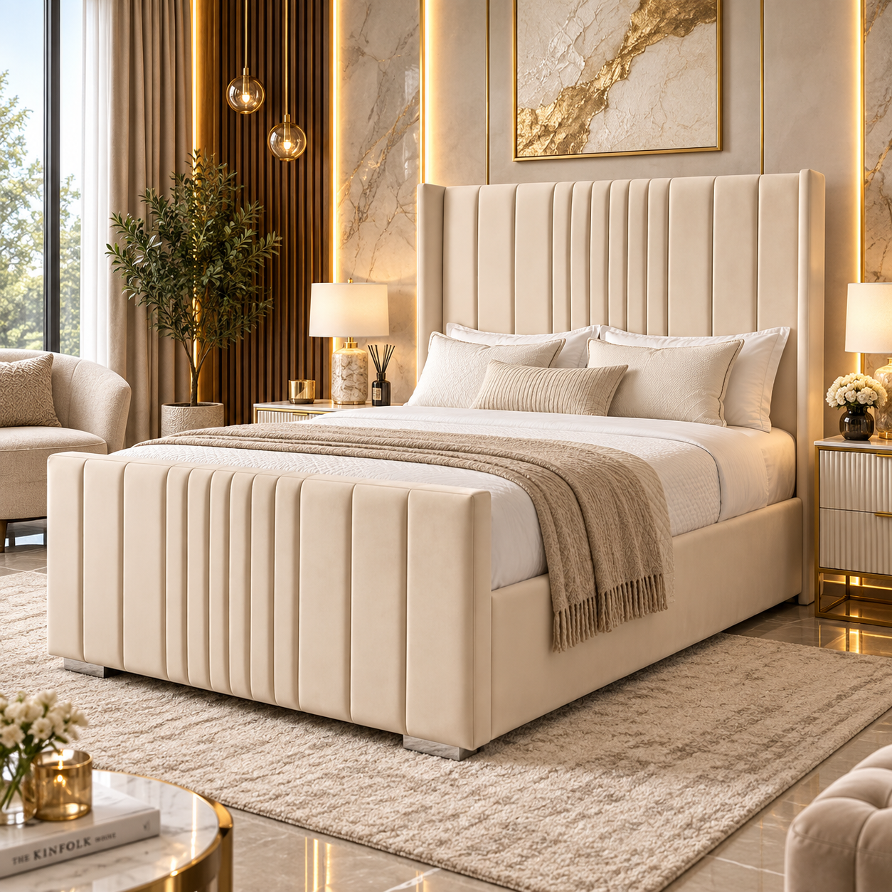 Orvello Regent Wingback Panel Bed Frame