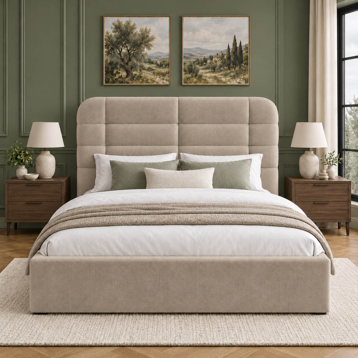 Sheffield Upholstered Grid Panel Bed Frame