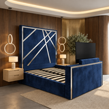 Chester Silver Stripes TV Bed Frame