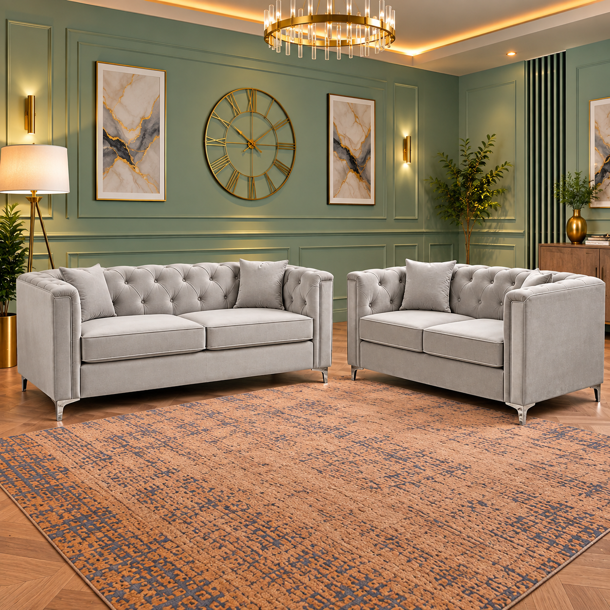 The Velvet Cartel 3+2 Seater Sofas In Plush In Plush Velvet Fabric