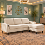 The Opulence Modern Lounge L-Shaped Sofa In Plush Velvet Fabric