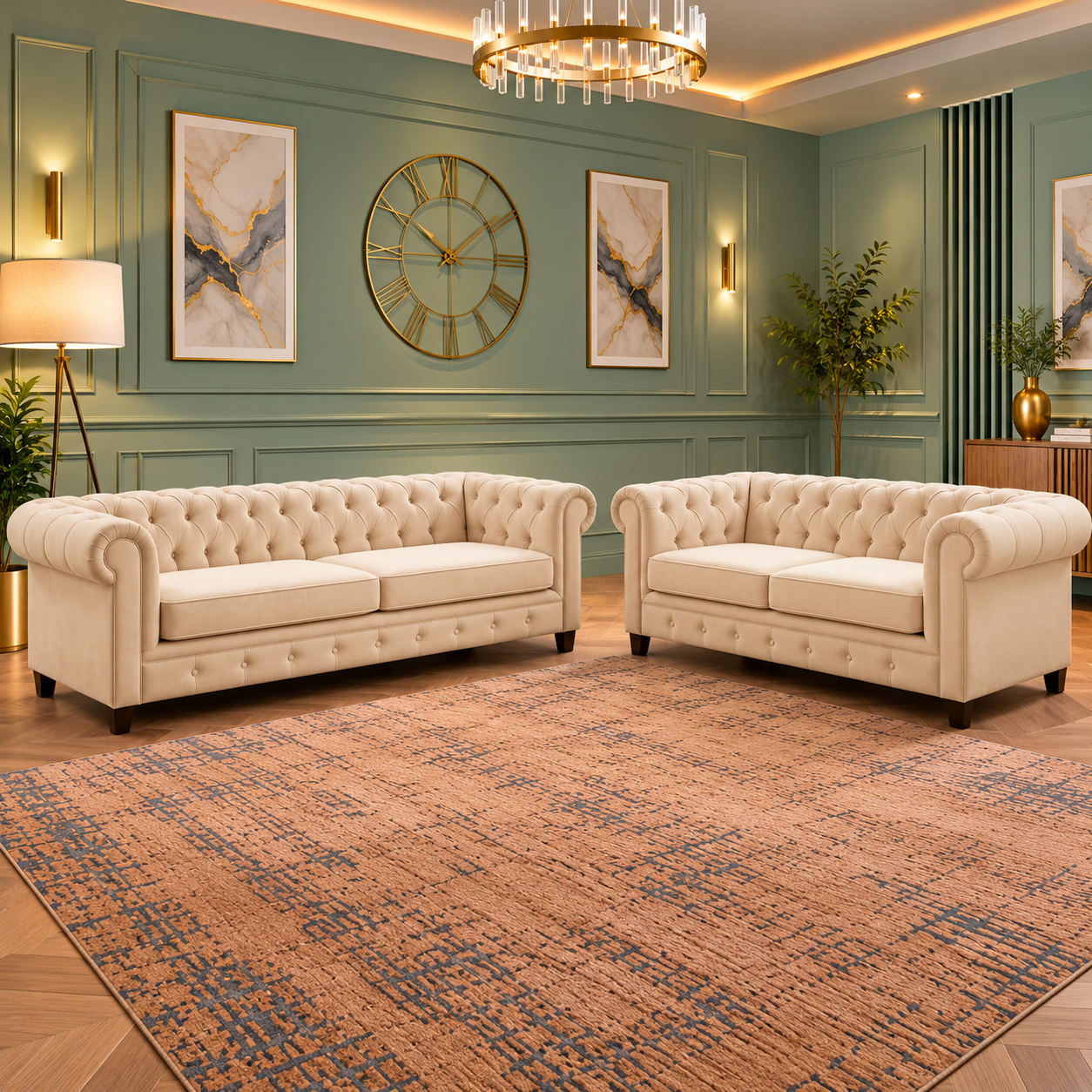 Loftrix Modern Lounge 3+2 Seater Sofa In Plush Fabric Velvet