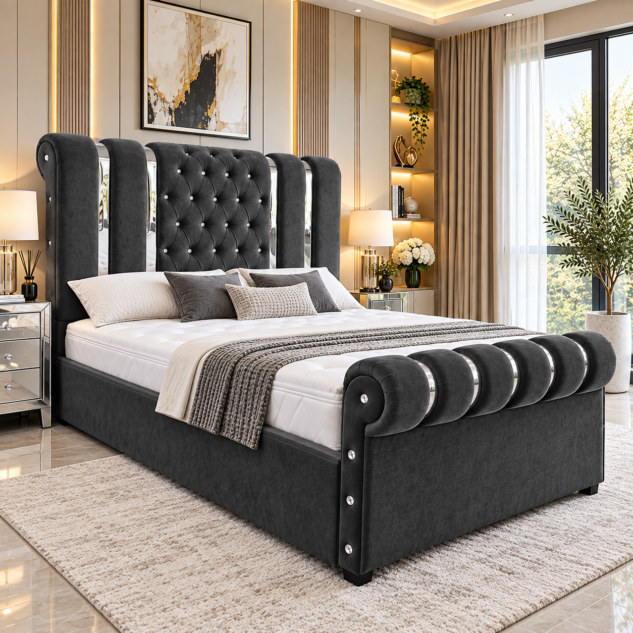 Rovelle Royale Chesterfield Sleigh Bed Frame