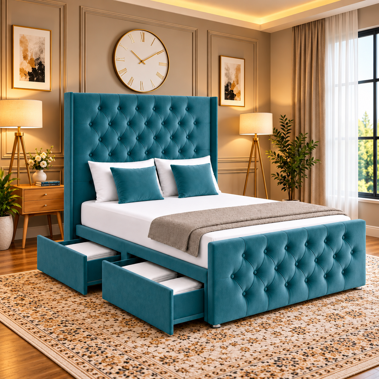 Dornoch Divan Winged Chesterfield Headboard Bed Frame