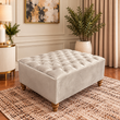 Ismeria High Chesterfield Plush Velvet Footstool Coffee Table