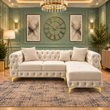 Bugsby Luxury L-Shaped Lounge Sofa In Plush Velvet Fabric