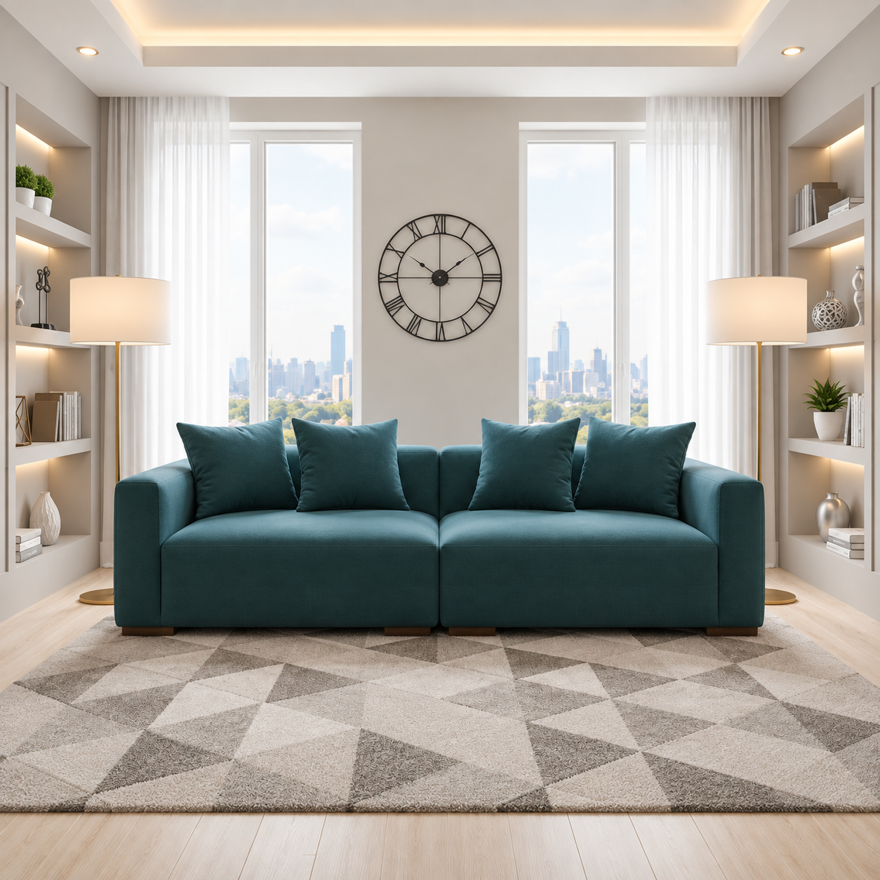 The Warwick Lounge 4-Seater Sofa In Plush Velvet Fabric