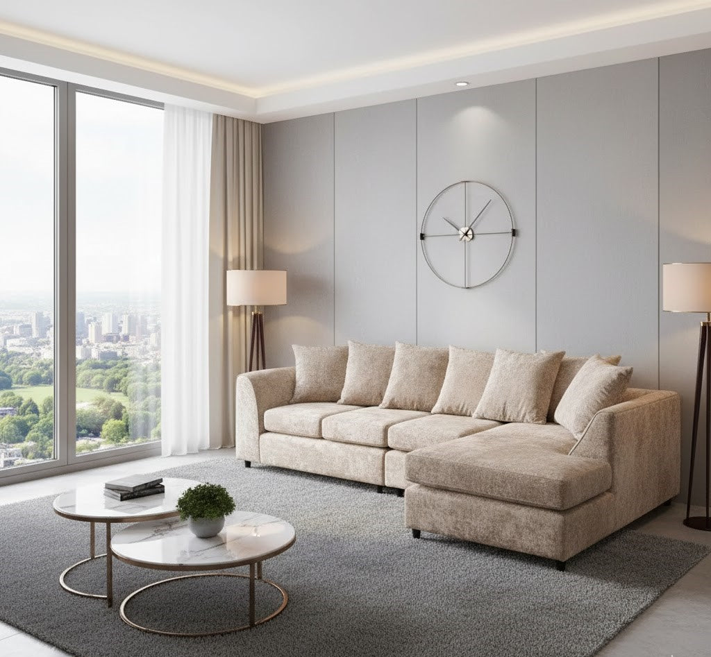 Emperor Oak Right-Hand Chaise L-Shaped Sofa