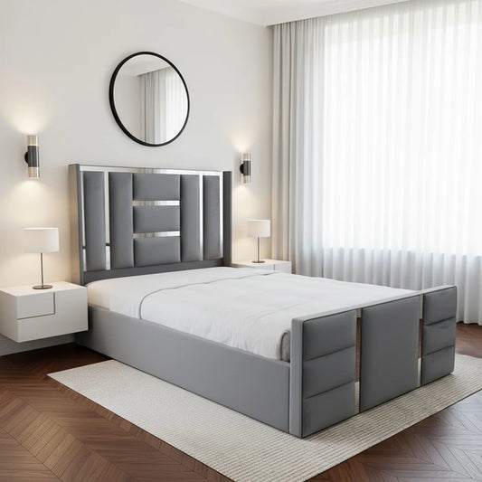 Kohli Luxury Bed Frame With Silver Strips