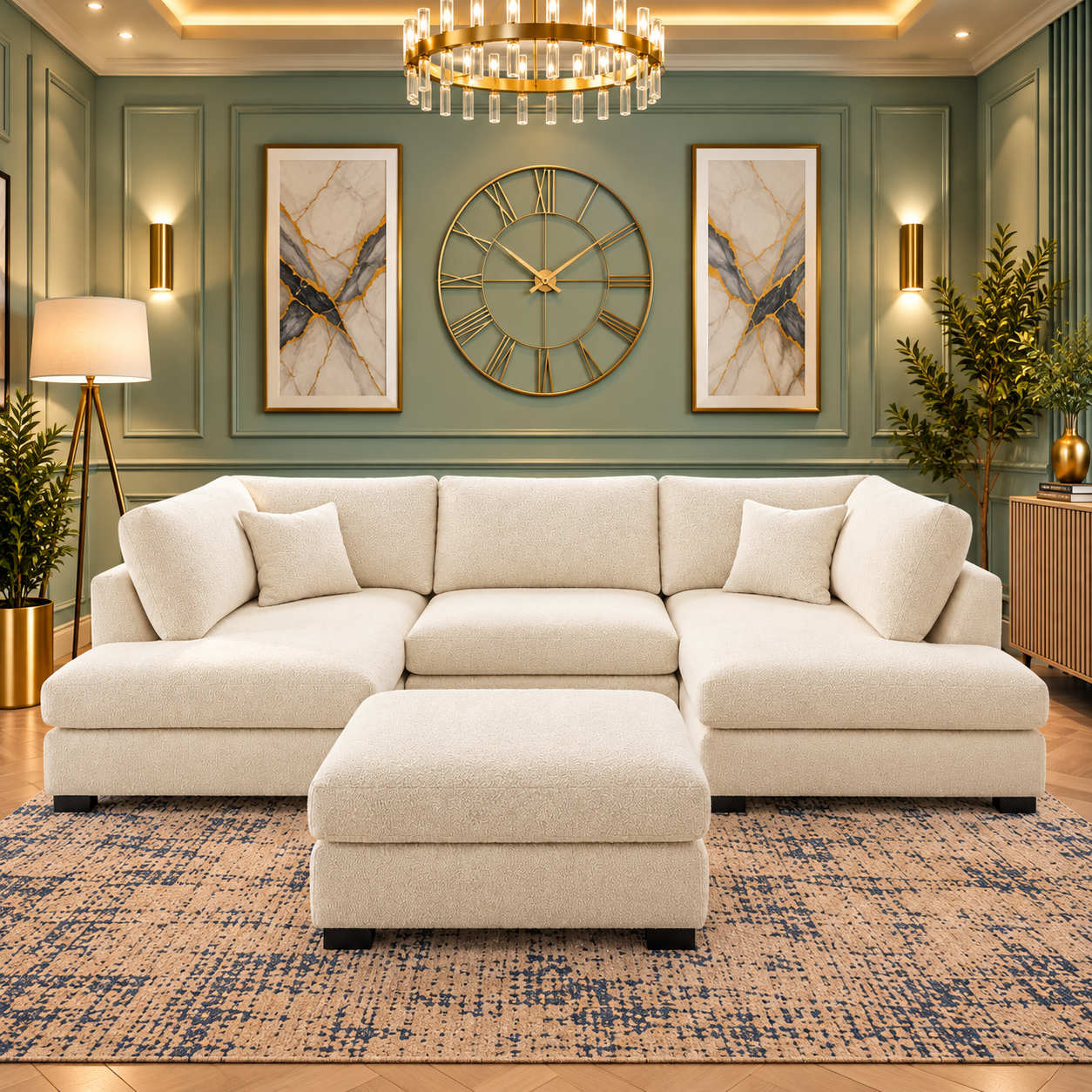 Winsted Grace U-Shaped Sofa In Plush Velvet Fabric