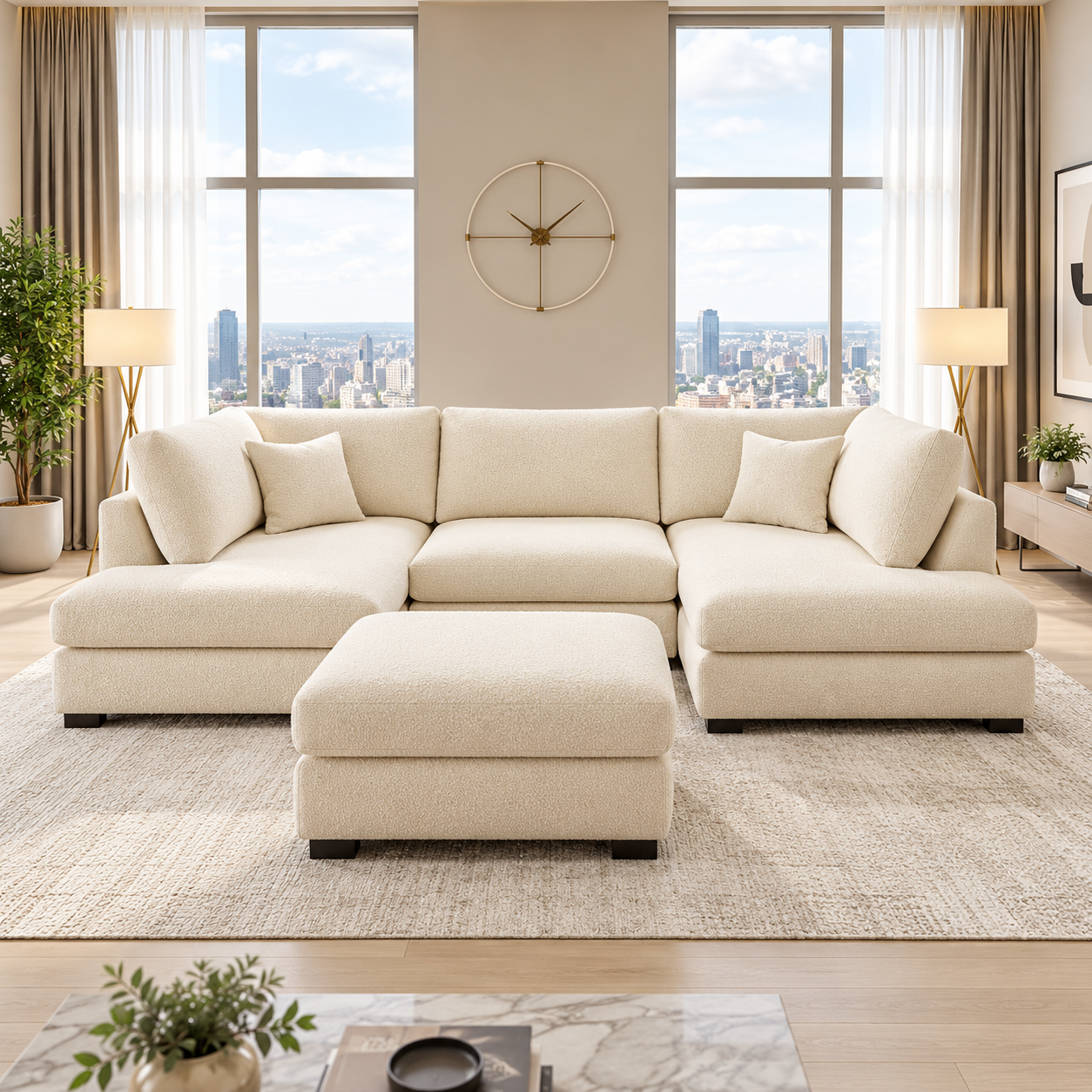 Winsted Grace U-Shaped Sofa In Plush Velvet Fabric