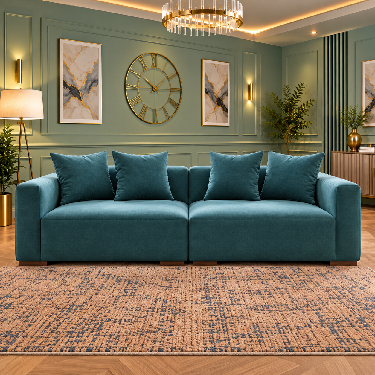 The Warwick Lounge 4-Seater Sofa In Plush Velvet Fabric