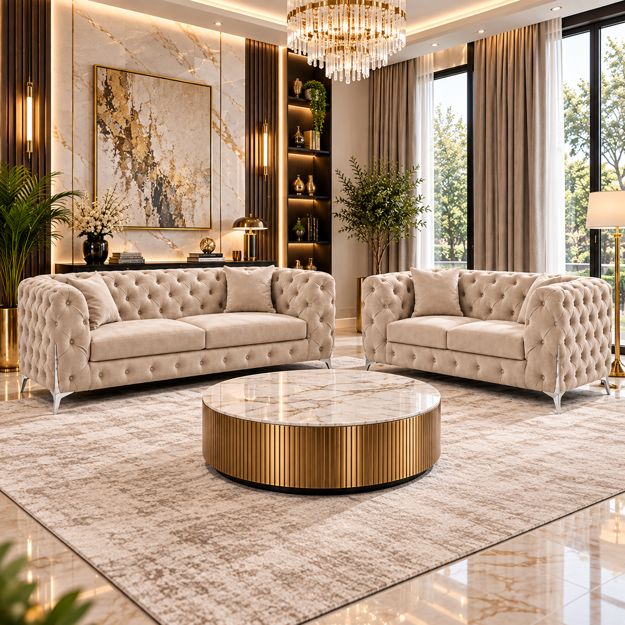 Dorevane Grand Chesterfield 3+2+1 Sofa Set