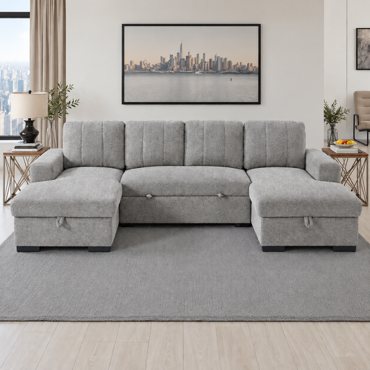 Como U Shape Corner Sofa Bed in Grey