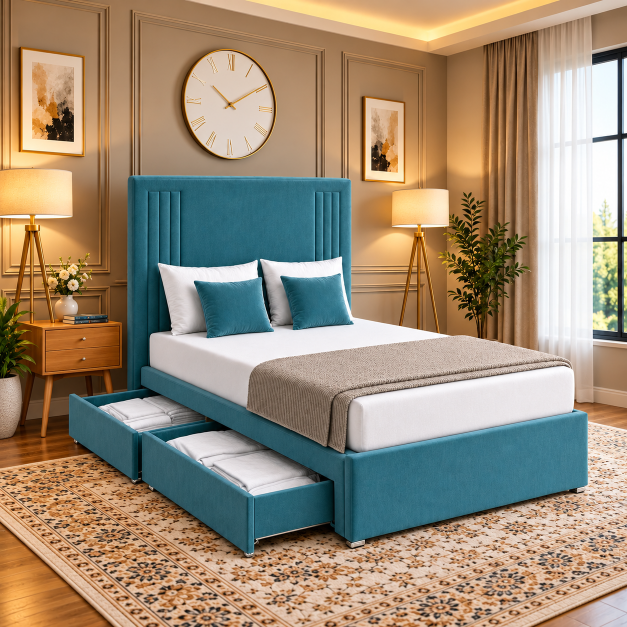 Glenesk Divan Vertival Narrow Lines Headboard Bed Frame