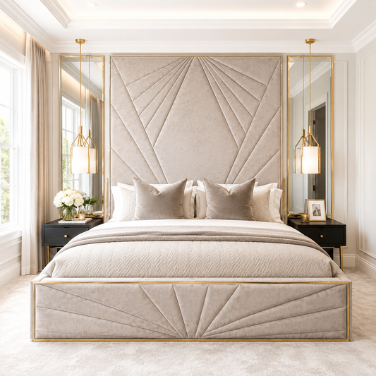 Azaro Luxury Bed Frame With Mirrors on Sides