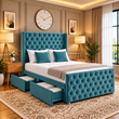 Glenalmond Divan Winged Chesterfield Tuffted Headboard Bed Frame