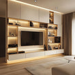 The Ultimate Custom-Built Light Wood and White Modern Media Console and Storage Wall