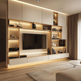 The Ultimate Custom-Built Light Wood and White Modern Media Console and Storage Wall