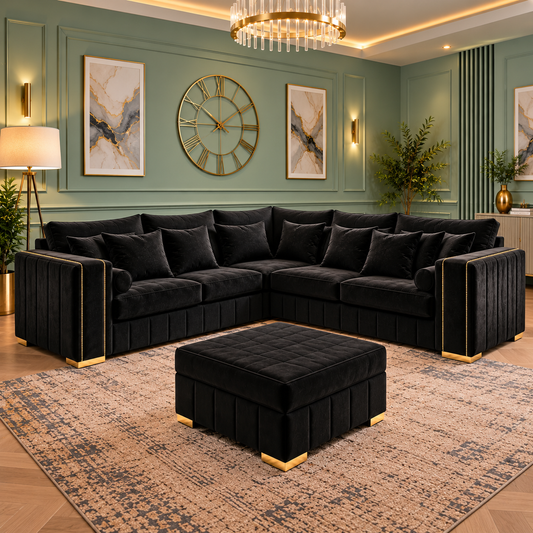Norvayne Noir 5 Seater Corner Sofa