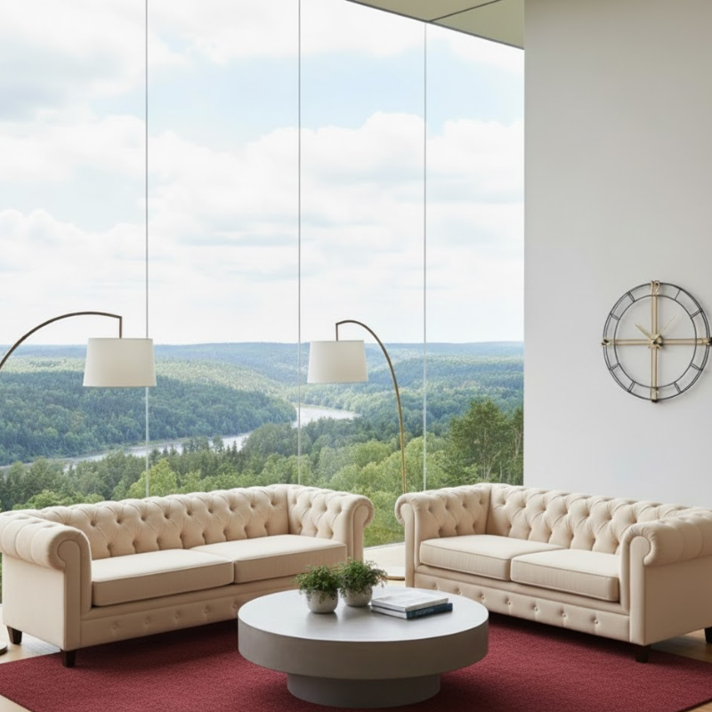 Loftrix Modern Lounge 3+2 Seater Sofa In Plush Fabric Velvet